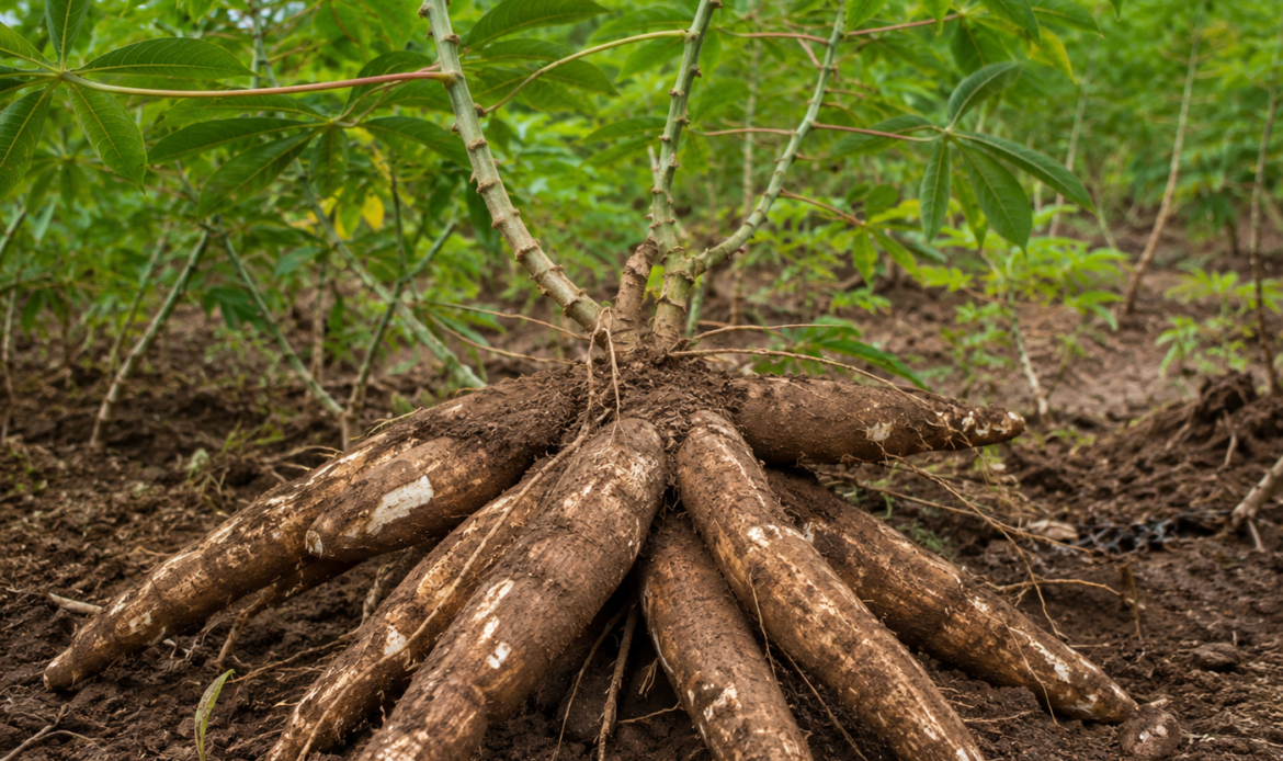 Harvested cassava roots
